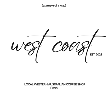 Logo: 'West Coast est. 2025', local WA coffee shop, black text on white background